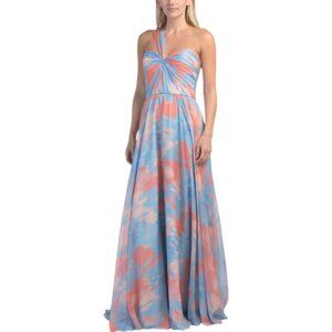 AMSALE One Shoulder Floral Printed Gown
